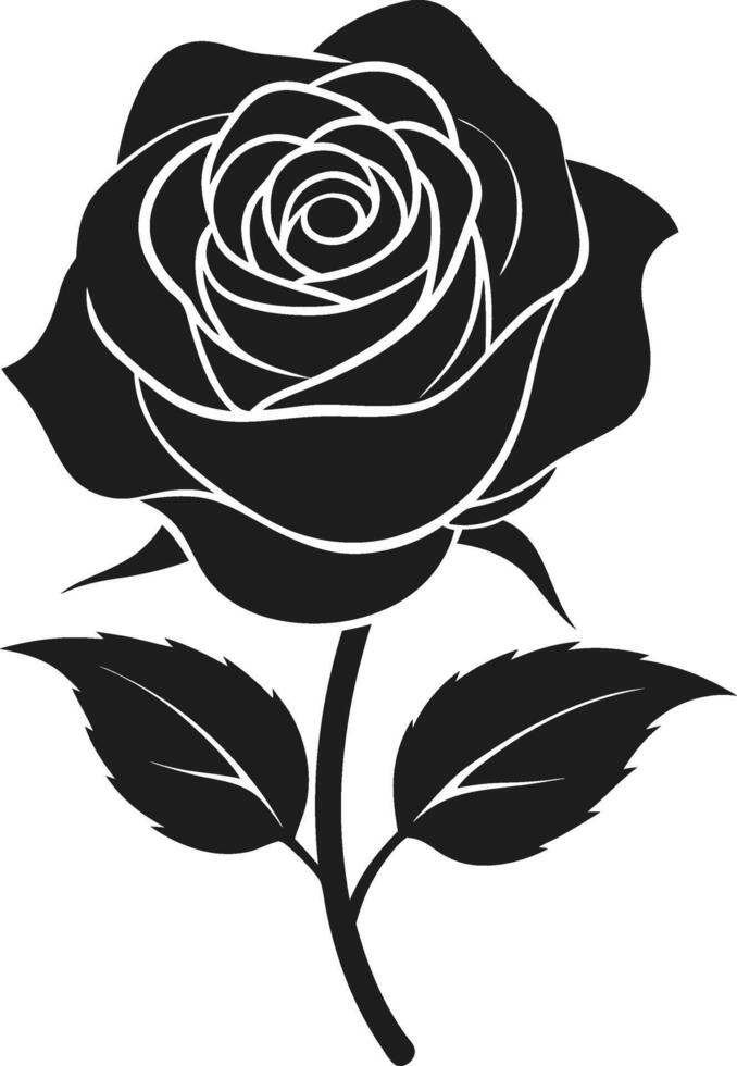 Rose Silhouette Illustration with Leaves vector