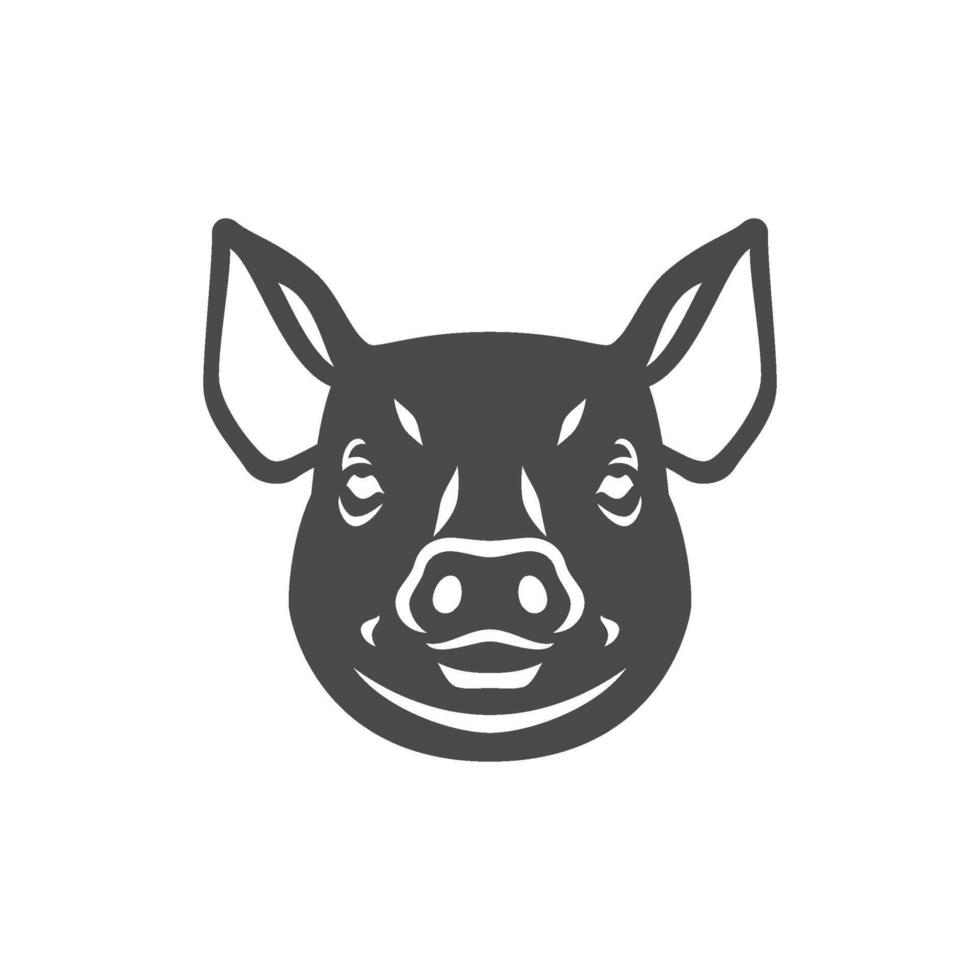 Pig hog muzzle with ears piglet butchery shop monochrome icon illustration vector