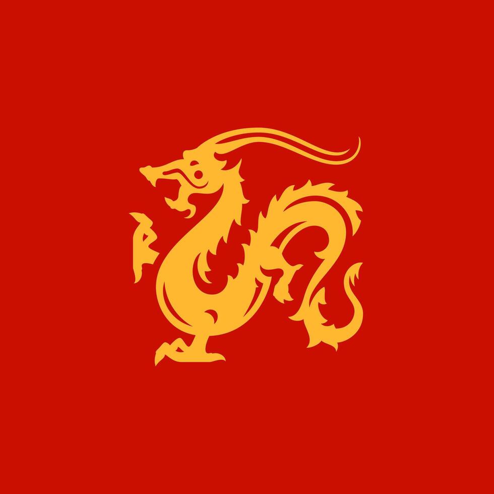 Dragon Chinese New Year mythology Asian traditional zodiac creature golden icon flat vector