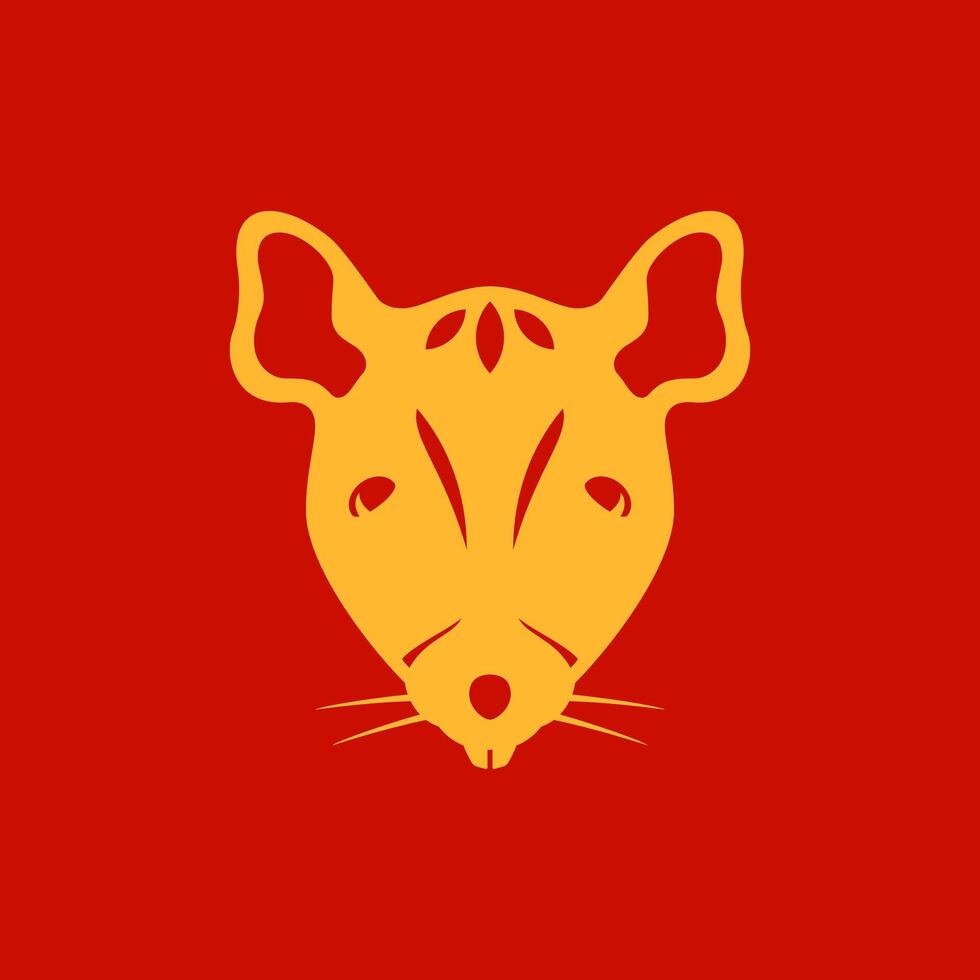 Rat muzzle Chinese New Year astrology prosperity monochrome icon flat illustration vector