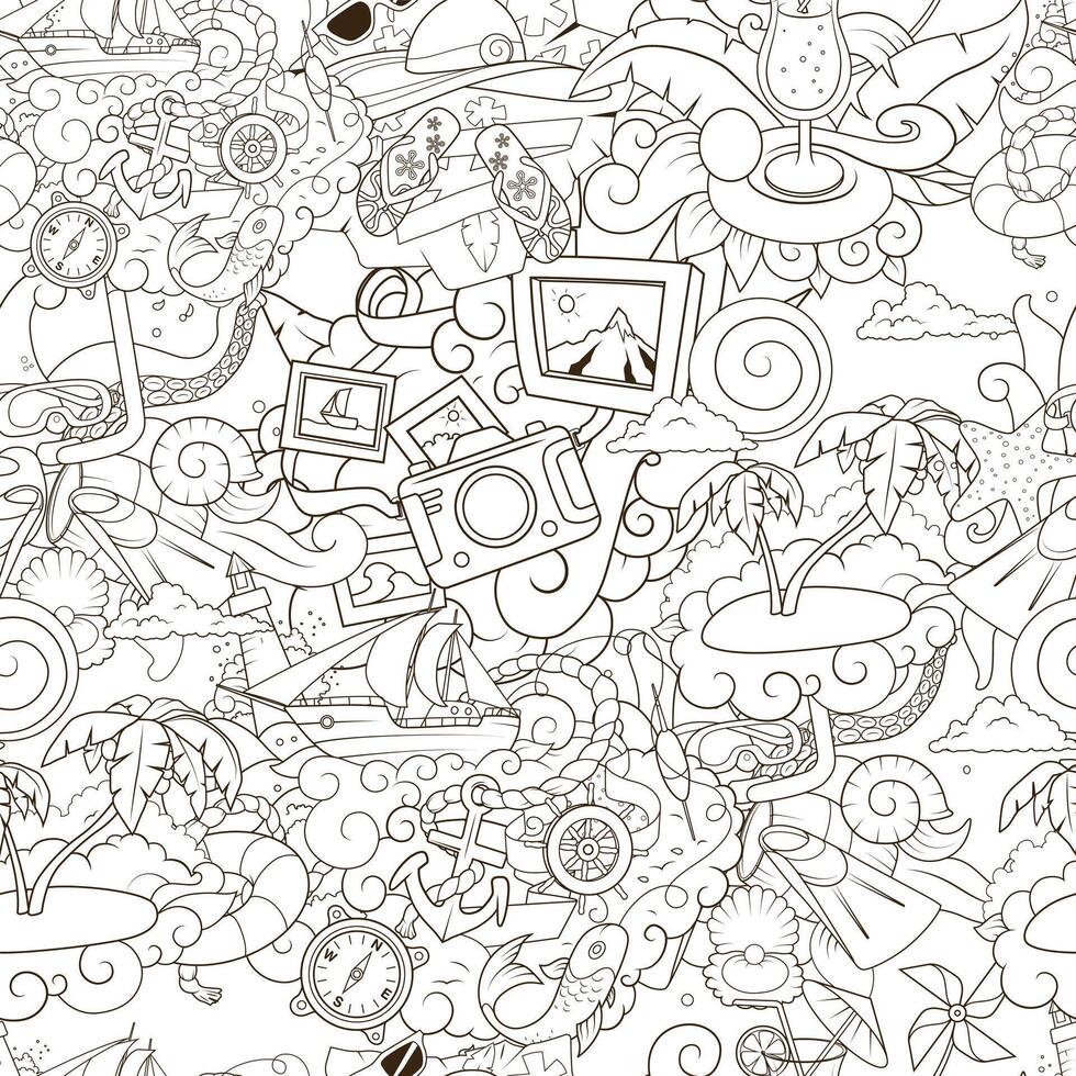 Seamless background summer black and white illustration vector