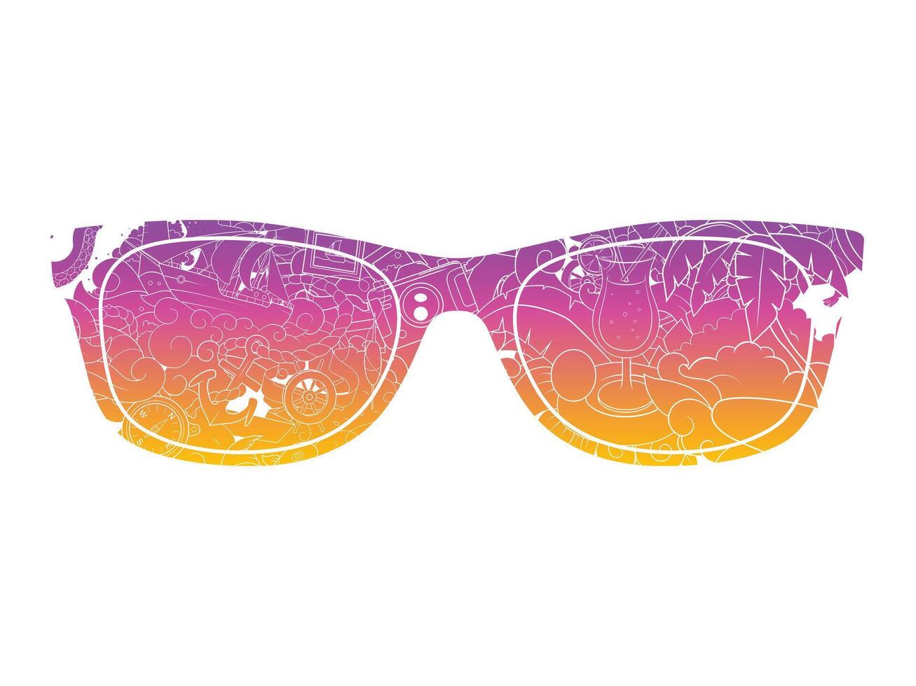 Summer sunglasses design hand drawn abstract ornament illustration vector