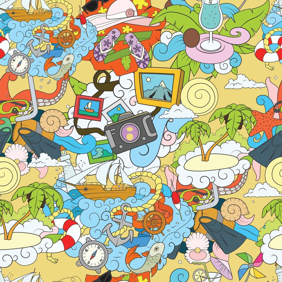 Seamless background summer hand drawn illustration vector