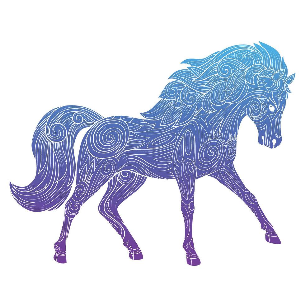 Wild horse gradient ornament ethnic hand drawn tattoo tribal illustration vector