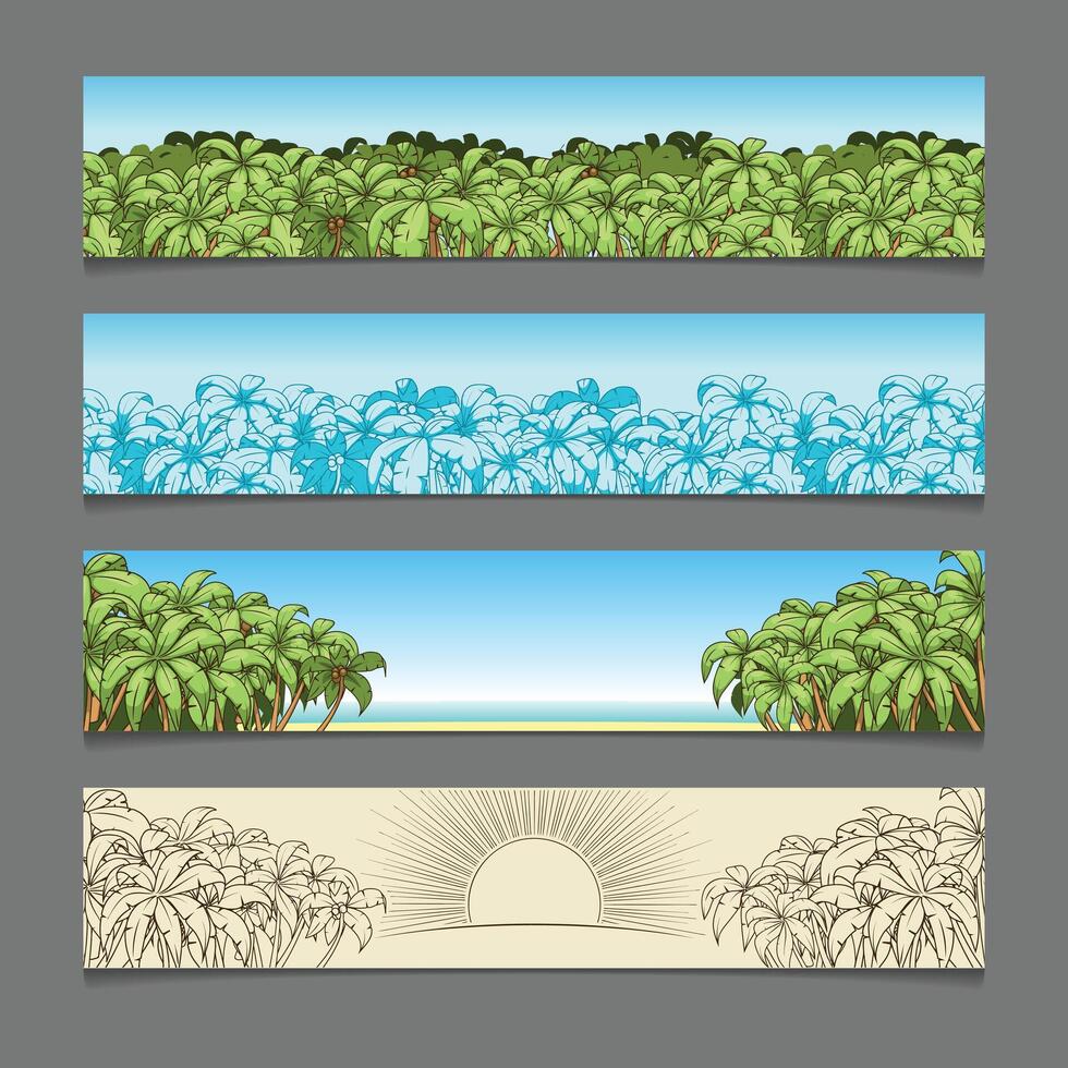 Banner ads colorful palm tree theme illustration vector
