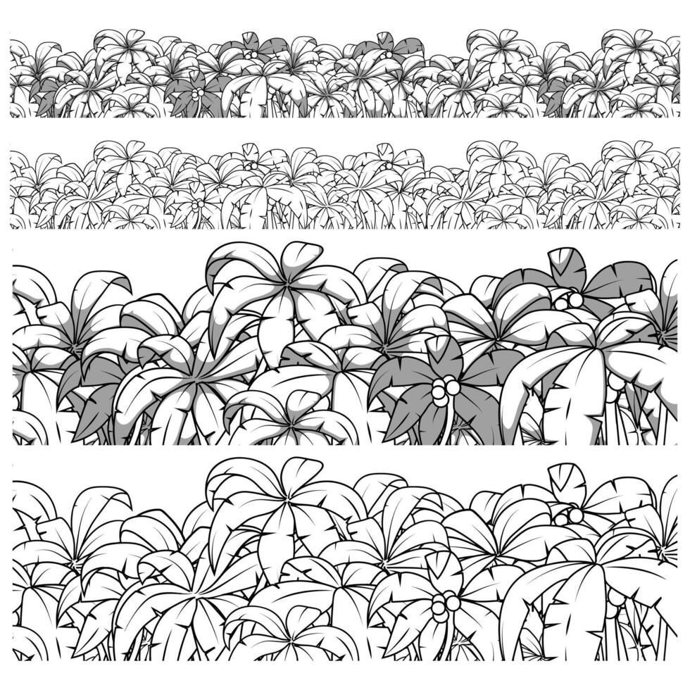 Palm tree ornament background horisontal colorless texture illustration vector