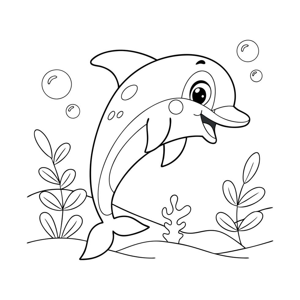 cute dolphin coloring page icon design vector