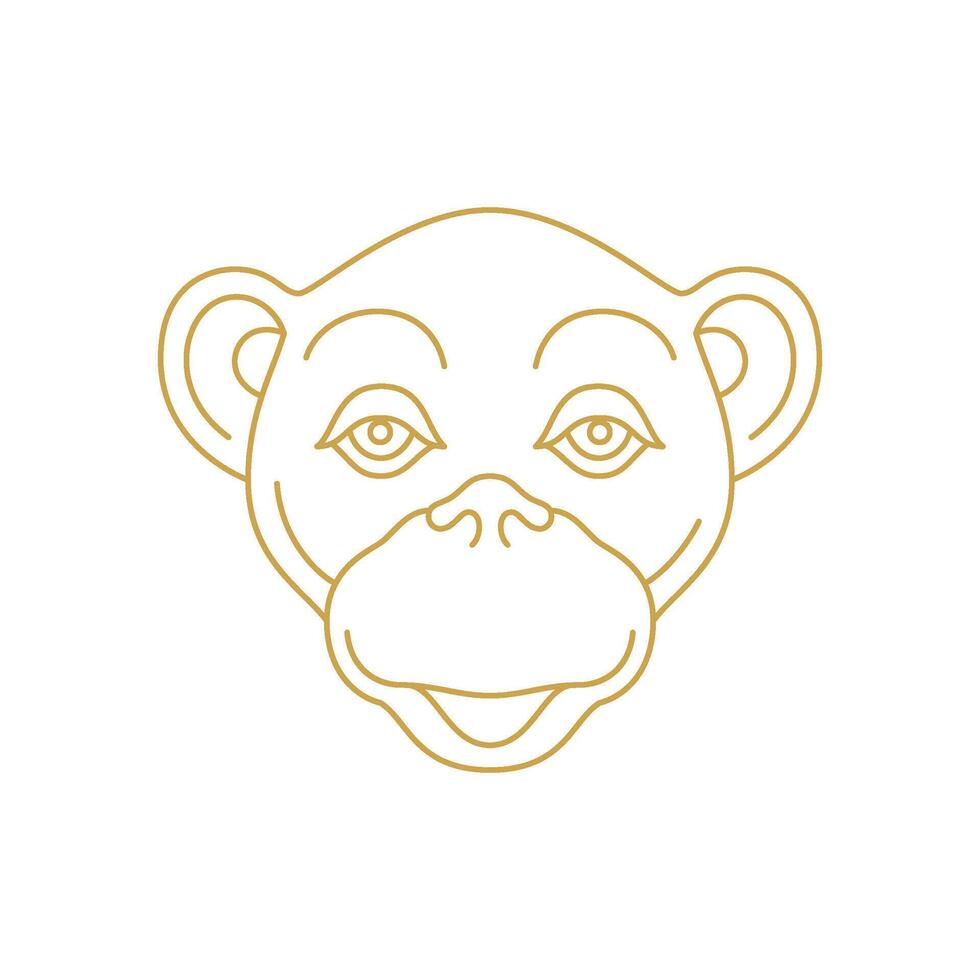 Monkey ape muzzle jungle exotic character monochrome line icon illustration vector