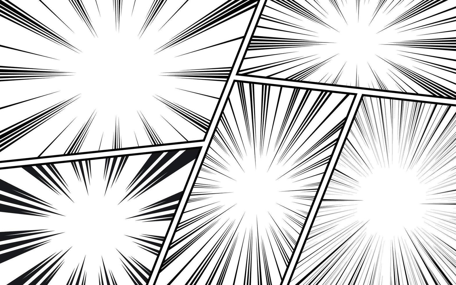 Black and white comic book background template page. comic illustration in pop art style. cartoon frame, retro cover halftone effect vector