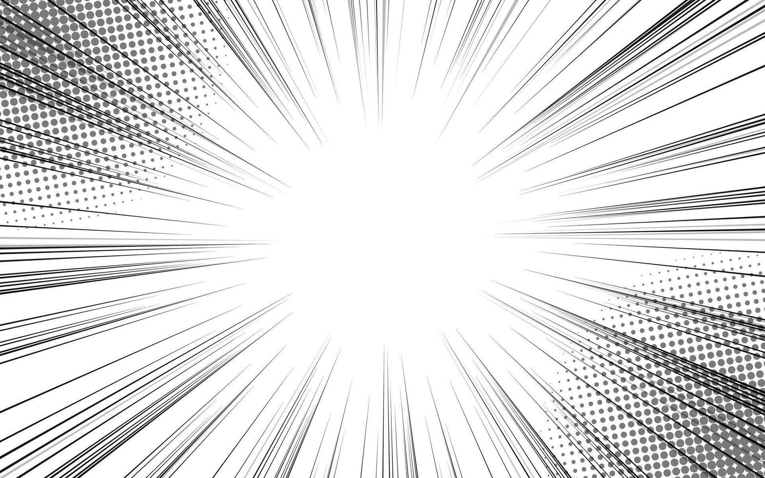 Radial lines background for comic books. Manga speed frame, superhero action, explosion background. vector