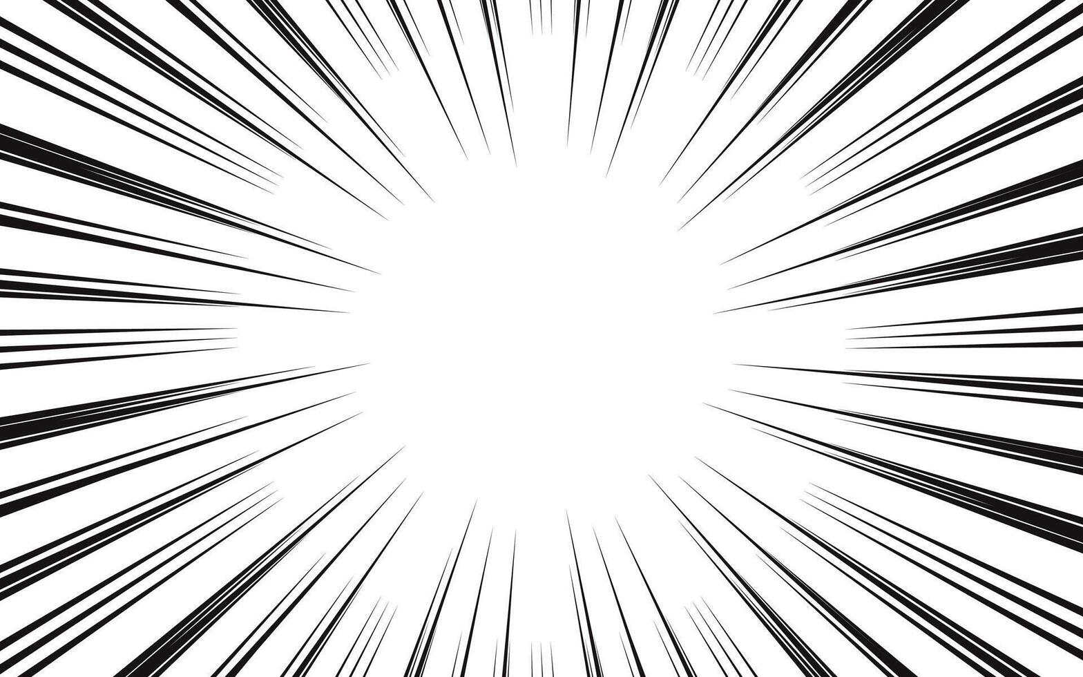Motion radial lines isolated on white background. Comic book style, Manga action frame lines. Cartoon template design. Black and white vector