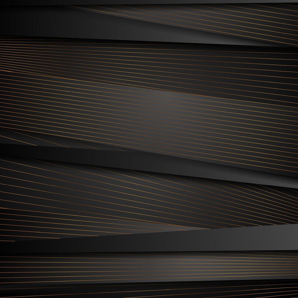 Black stripes and golden lines abstract corporate background vector