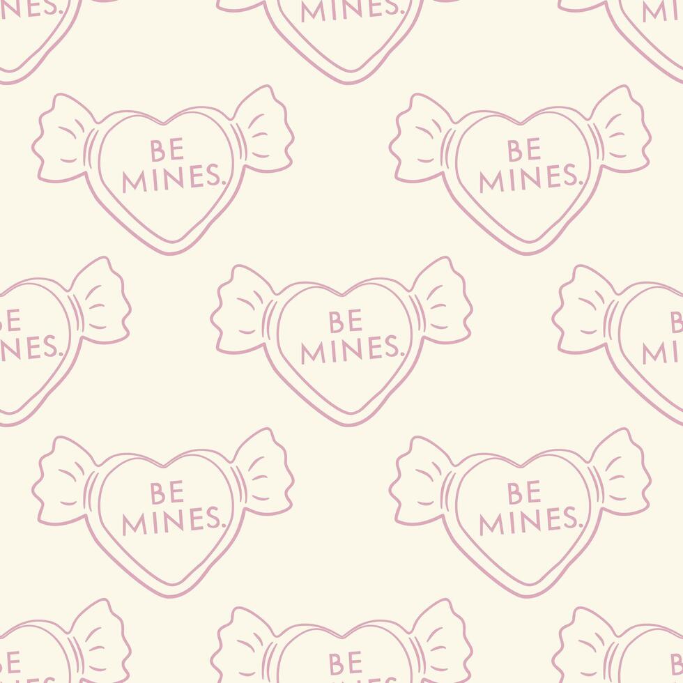Be Mine Valentine's Day Candy Seamless Pattern vector