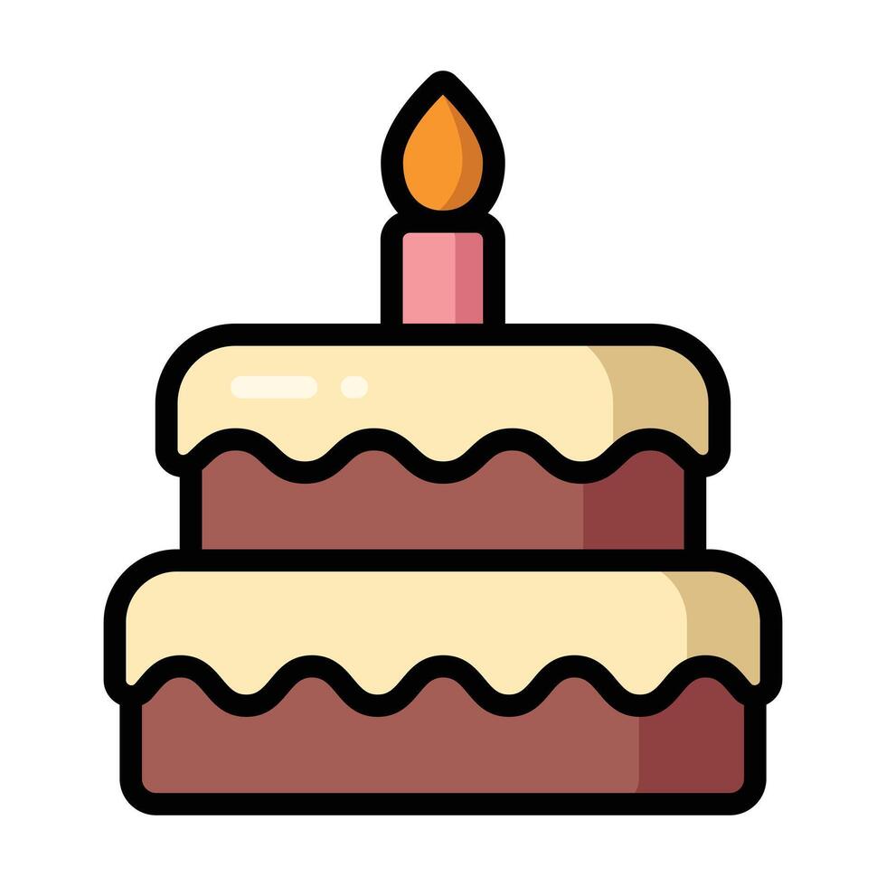 Simple Birthday Cake colorful icon. The icon can be used for websites, print templates, presentation templates, illustrations, etc vector