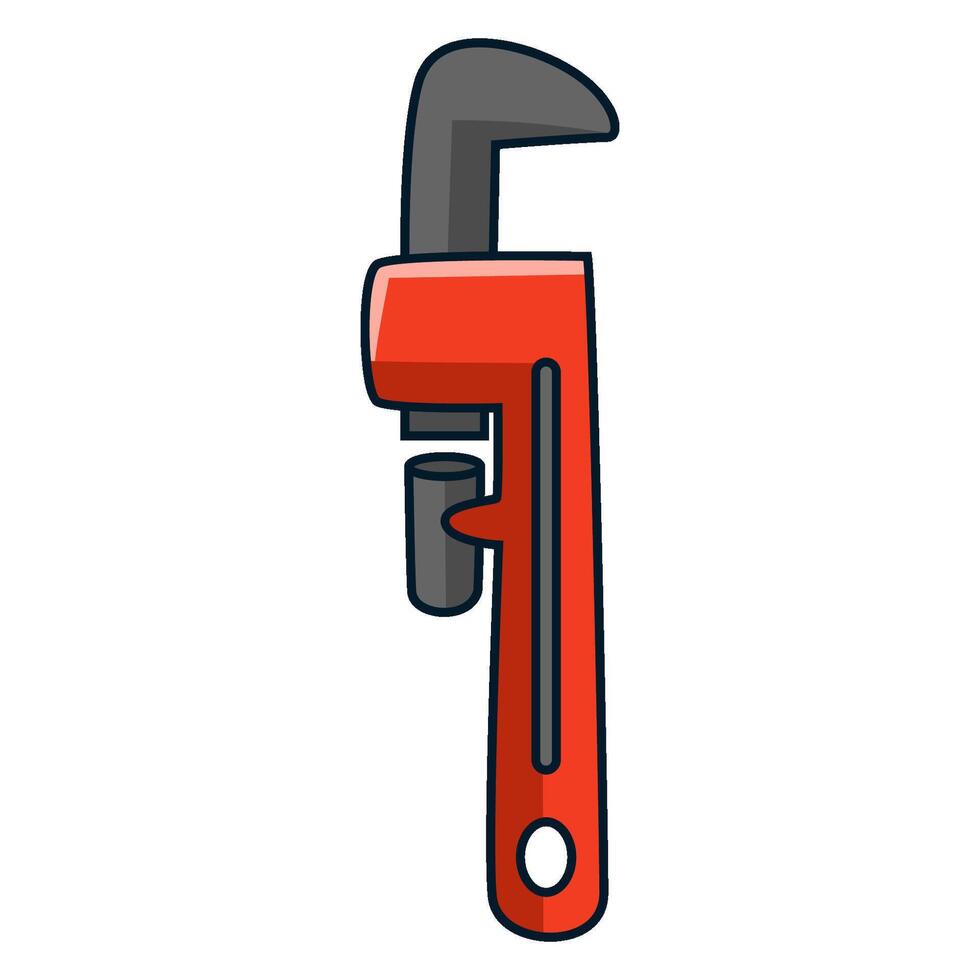 Red pipe wrench on white background vector