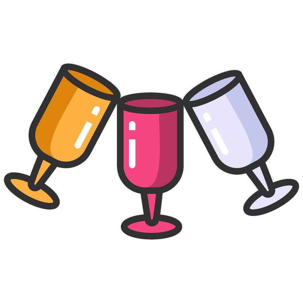 Colorful champagne glass on white background vector