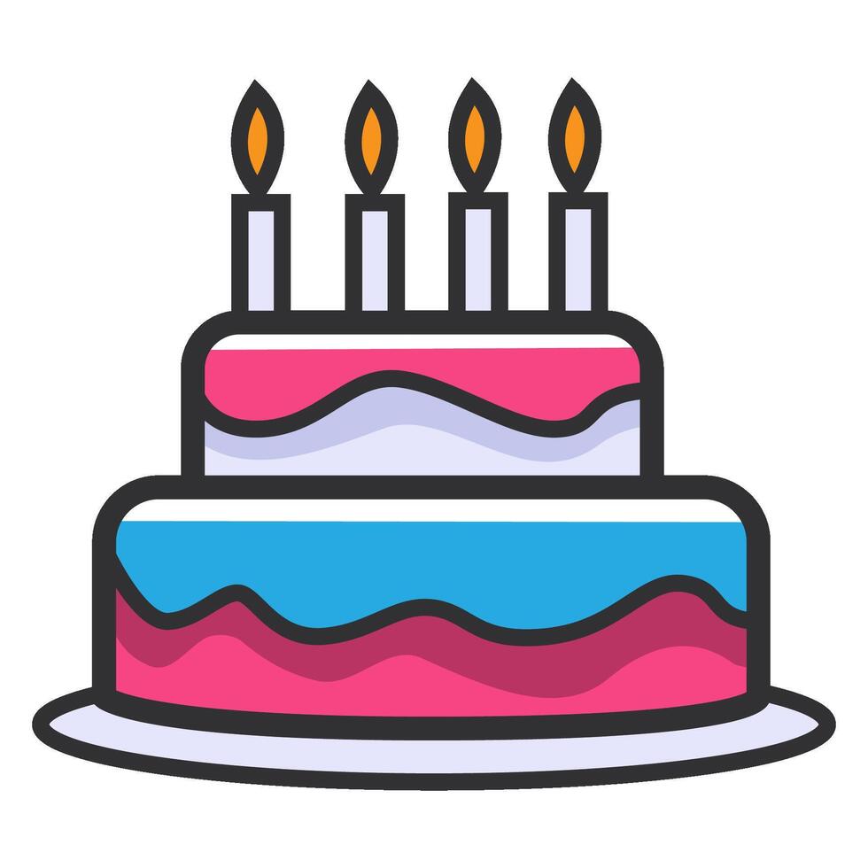 Colorful birthday cake with candles vector