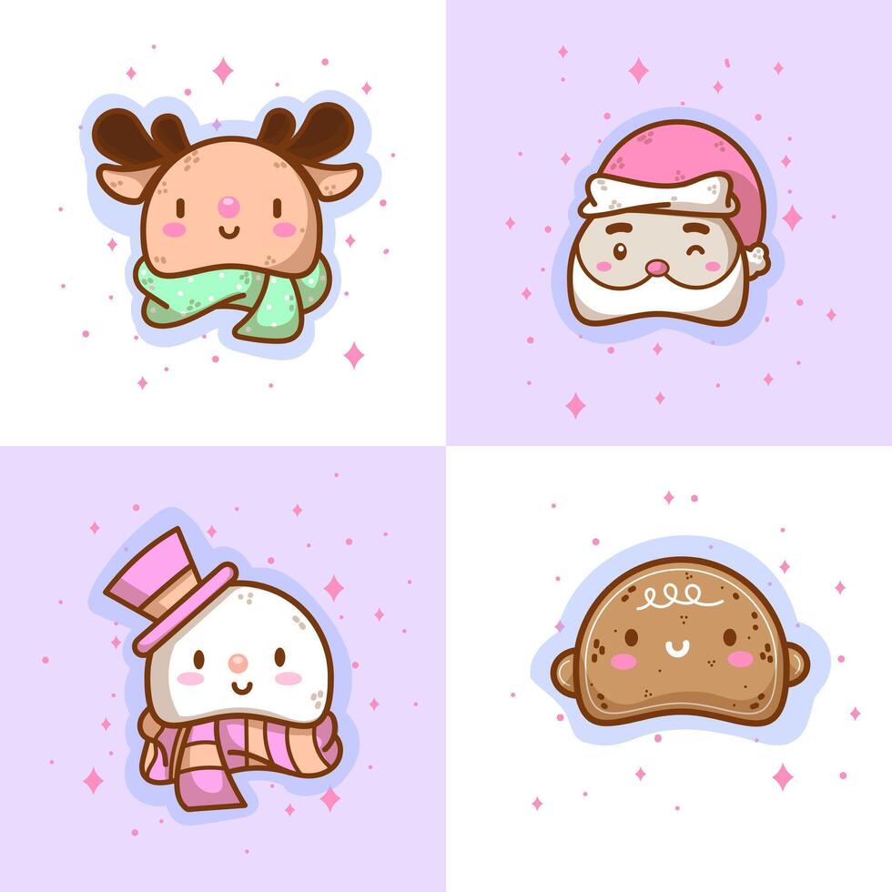 a cute set of illustration for christmas in pastel colors vector