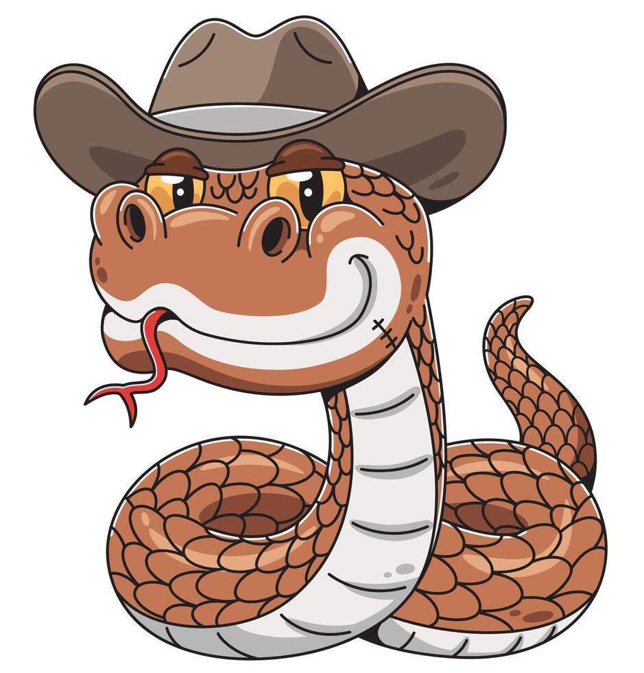 Cartoon snake wearing a cowboy hat vector