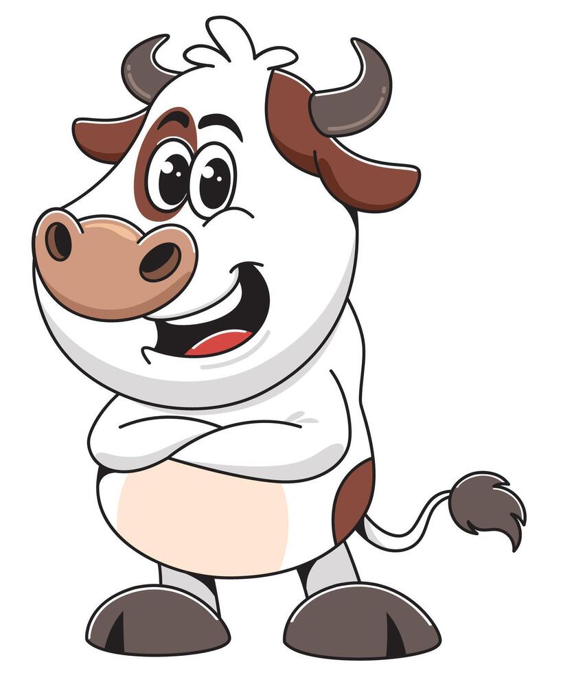 Cartoon cow with arms crossed illustration vector