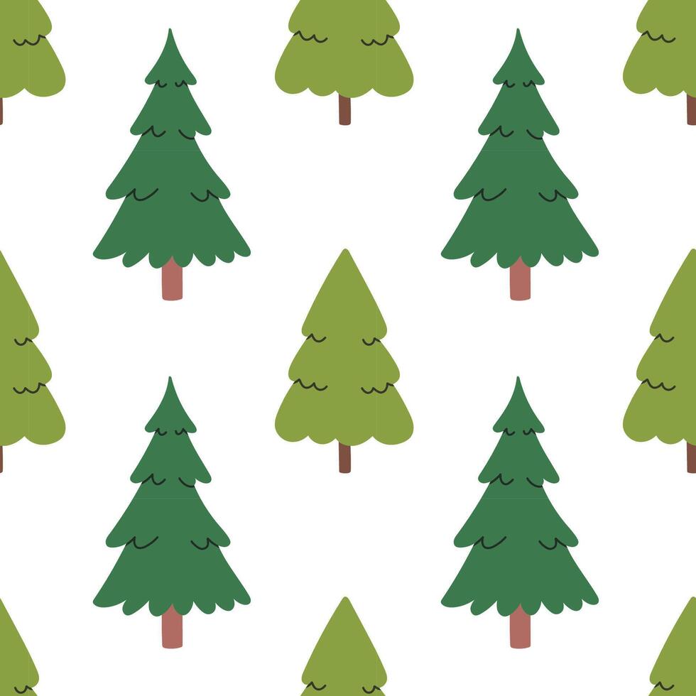 Fir green seamless pattern, evergreen plant, spruce cedar background, New Year pattern for wrapping paper, postcard, banner vector