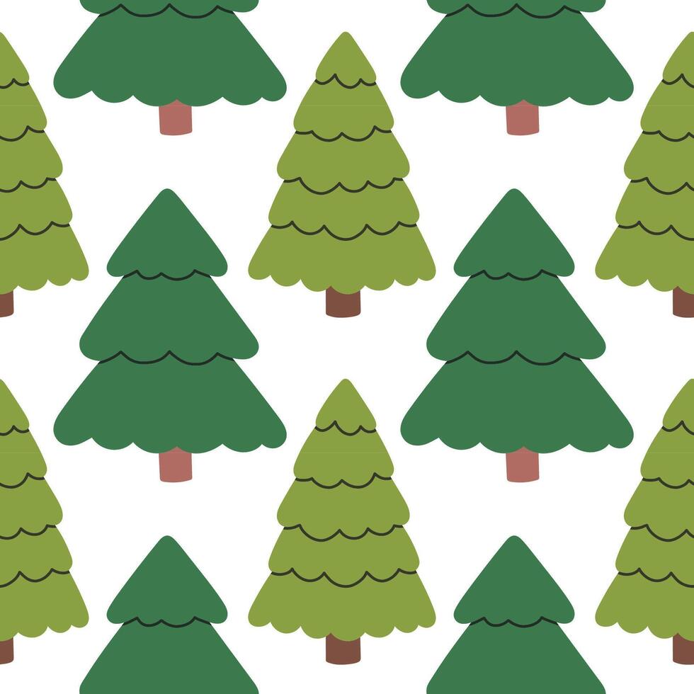 Green fir seamless pattern, evergreen plant, spruce cedar background, New Year pattern for wrapping paper, postcard, banner vector