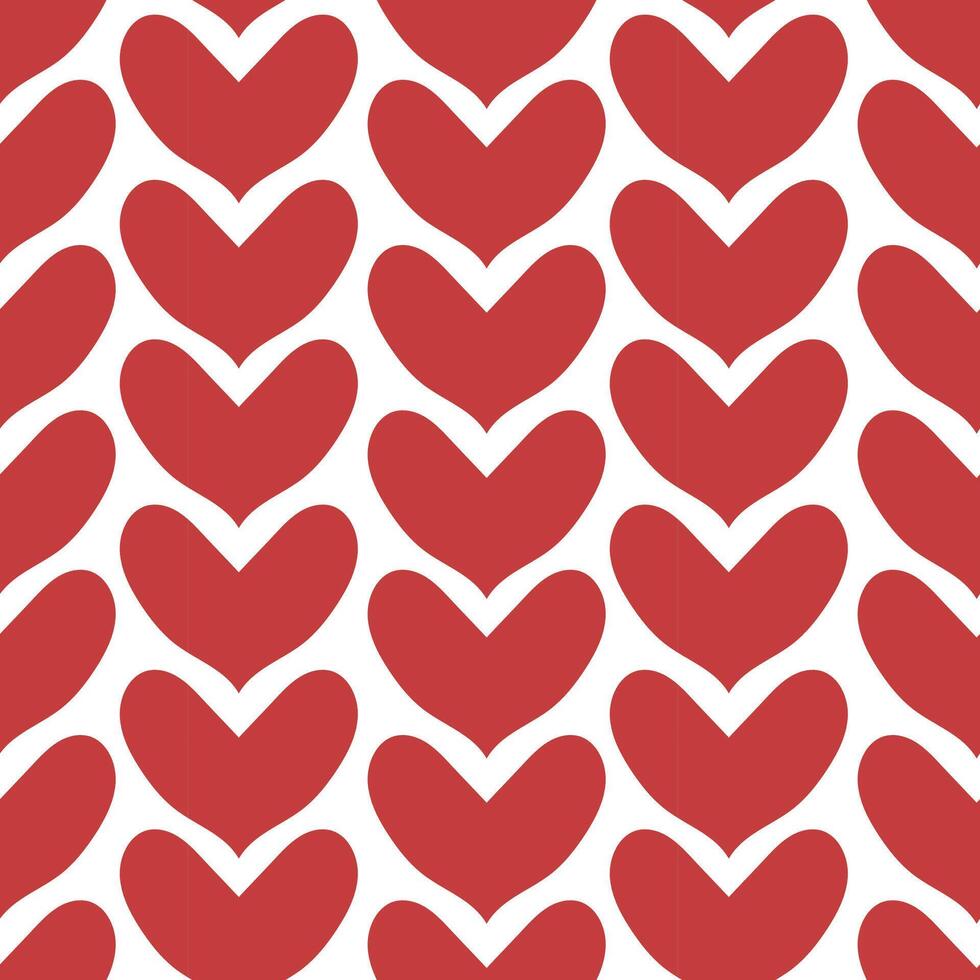 Simple red heart on white seamless pattern. Wrapping, packaging in flat style. Red and white. Suitable for gift wrap or greeting card for Valentines day. vector