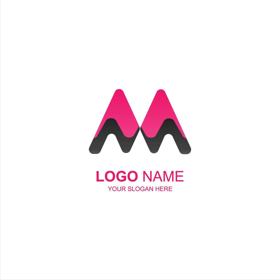 logo m initial icon with creative illustration vector