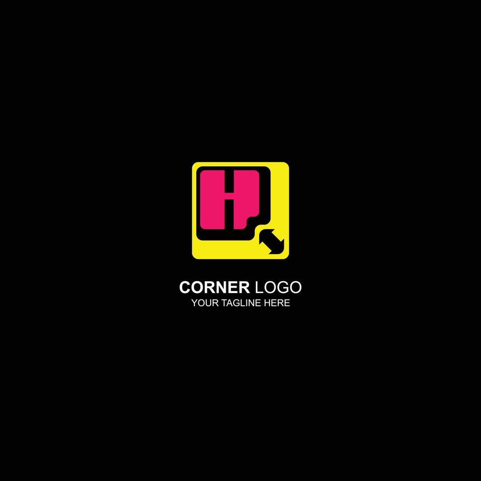 brand logo h corner initial icon with creative illustration vector