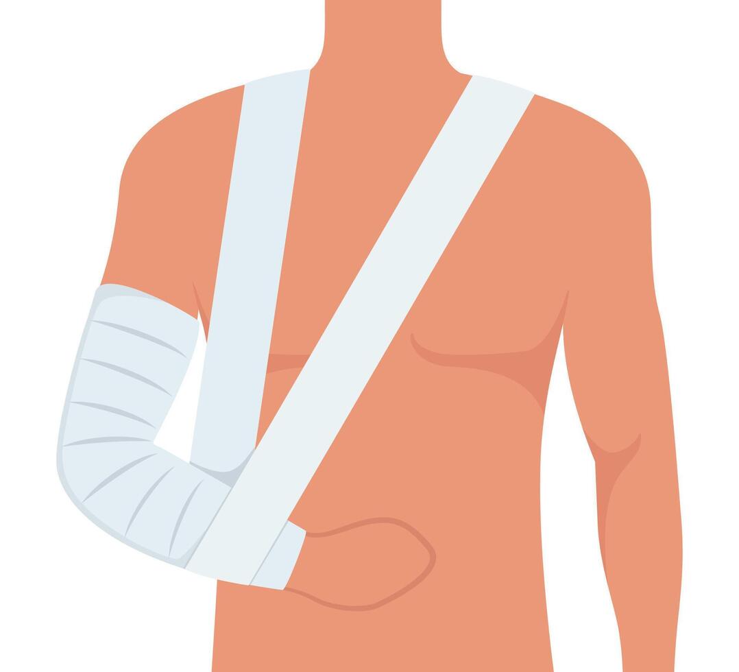 Bandaged arm. Medical elastic bandage. Element of health care, first aid. illustration. vector