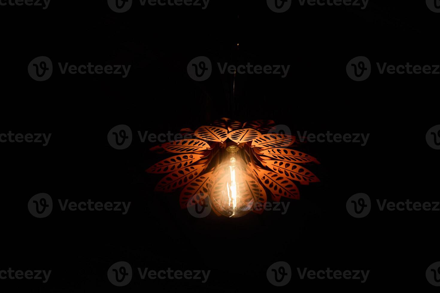 An Elegant Pendant Light with Leaf Design Obscuring Shadows While Illuminating Dark Space photo