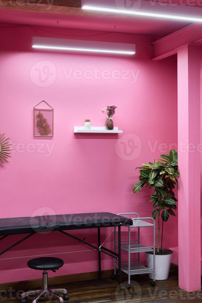 This is a Stylish Pink Room that is designed perfectly for Creative Spaces and activities photo