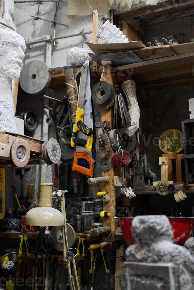Artistic Workshop with Tools and Sculpting Equipment to explore creativity and craftsmanship photo
