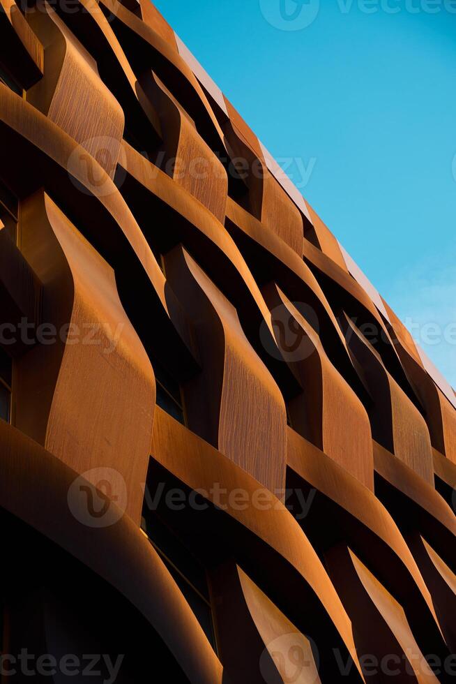 Innovative and Unique Architectonic Design Featuring Intricate Woven Metal Patterns photo