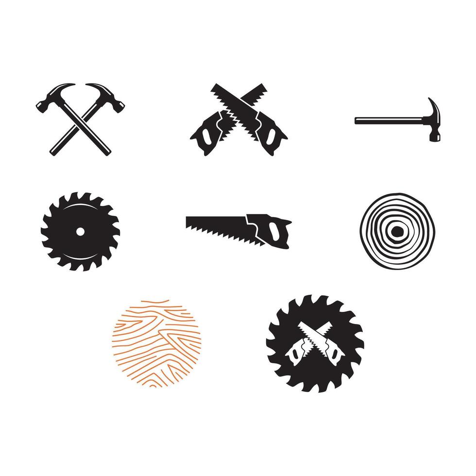 Woodworking tools icons set vector