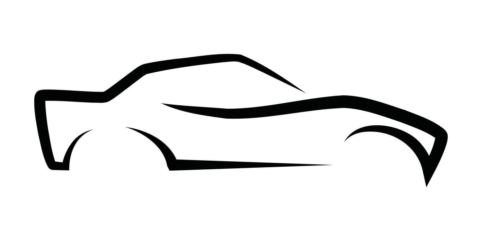 A black and white silhouette of a car vector