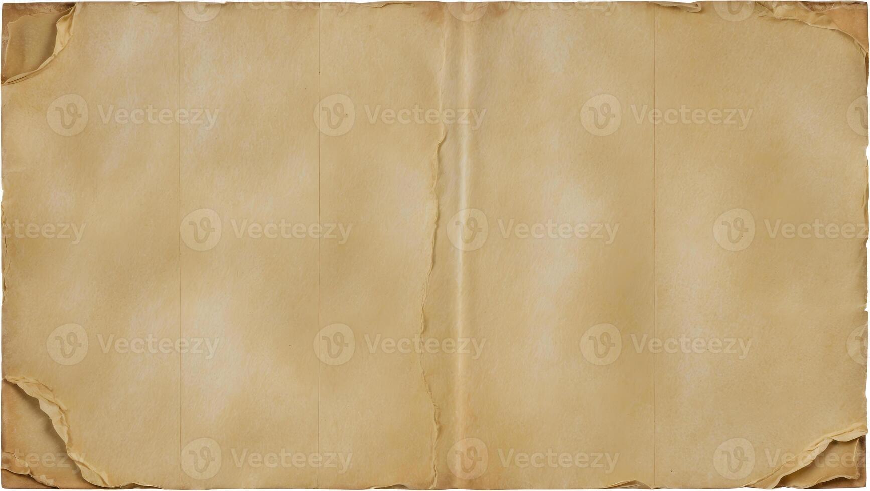 Old parchment paper with torn edges photo