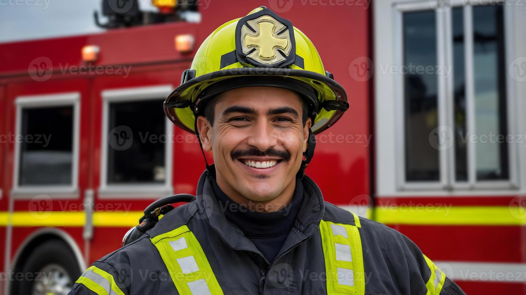 A smiling man in a fireman's uniform photo