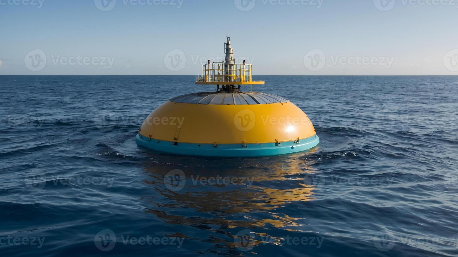 A yellow buoy floating in the ocean photo