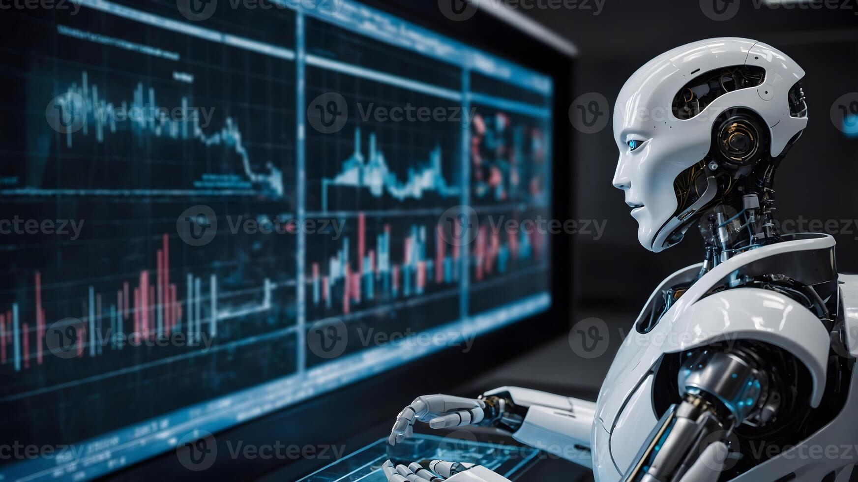 A robot is working on a computer screen photo