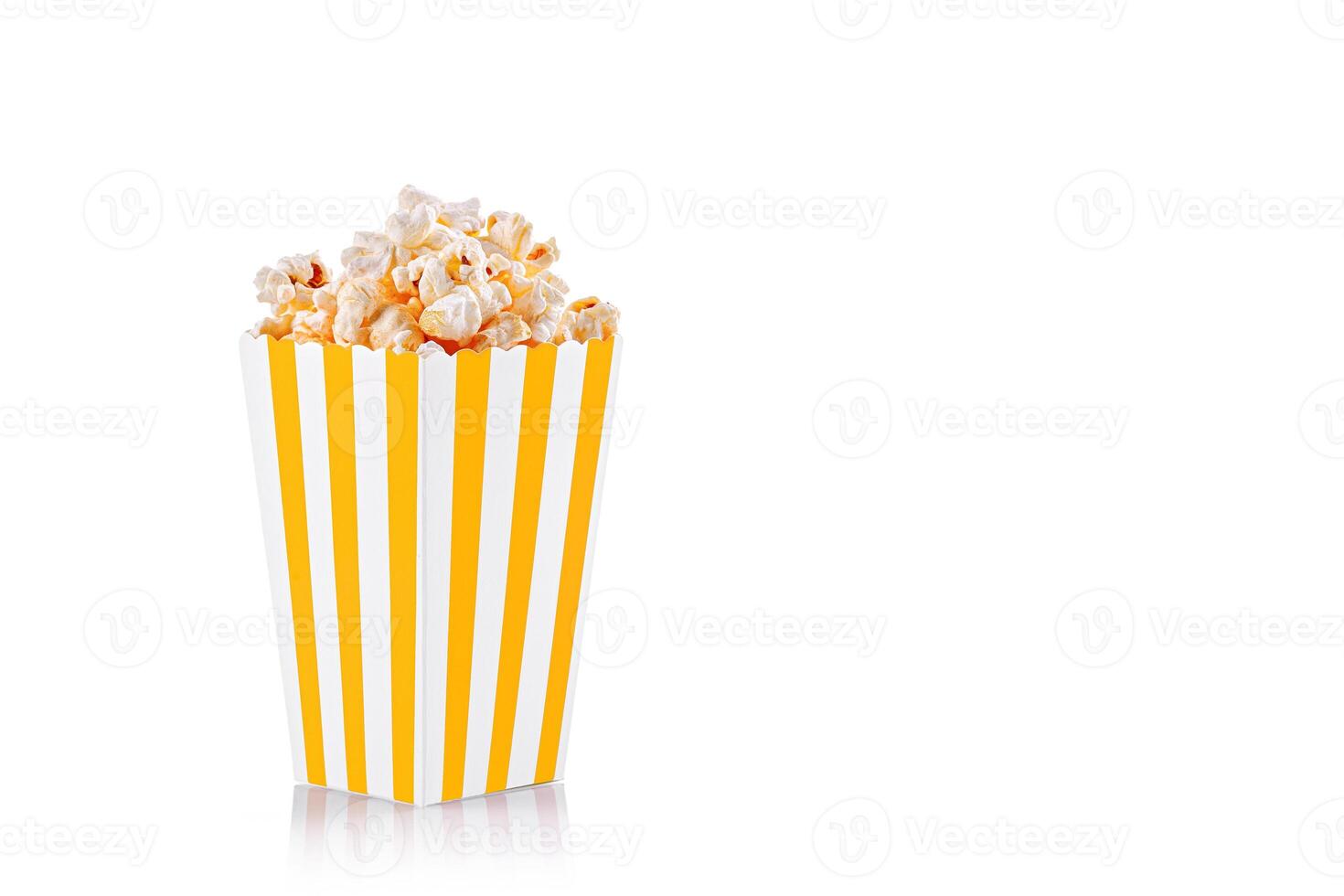 cardboard glass yellow with popcorn on a white transparent background photo