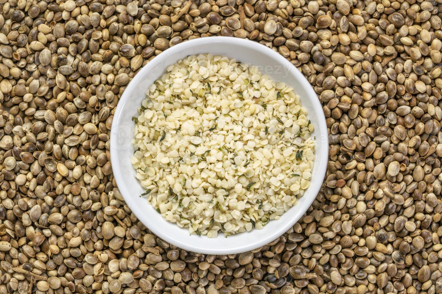 hemp seed hearts in a small ceramic bowl photo