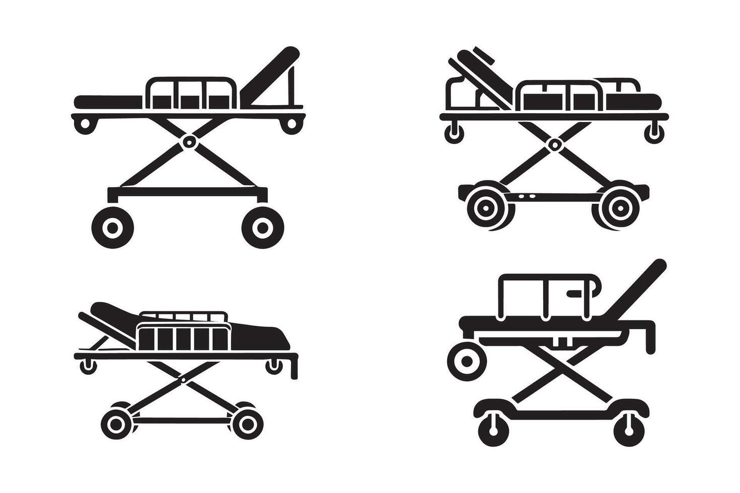 Hospital Medical Stretcher silhouette illustration vector