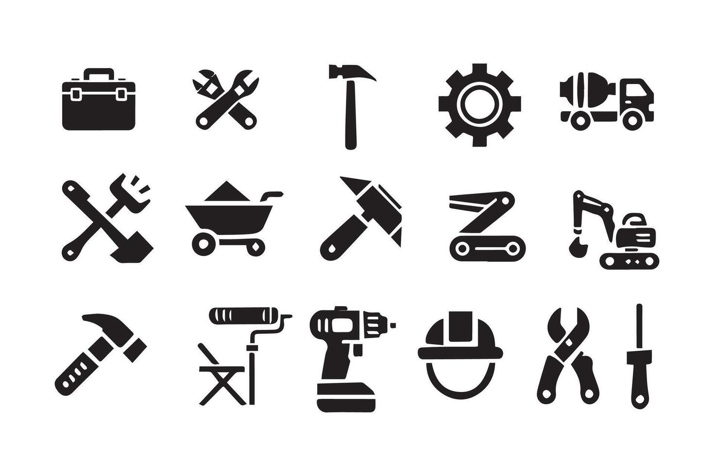Construction Home Repair Tool Icon set silhouette illustration vector