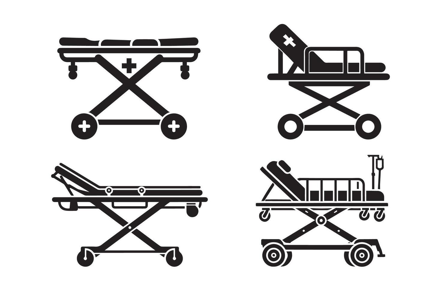 Hospital Medical Stretcher silhouette illustration design vector