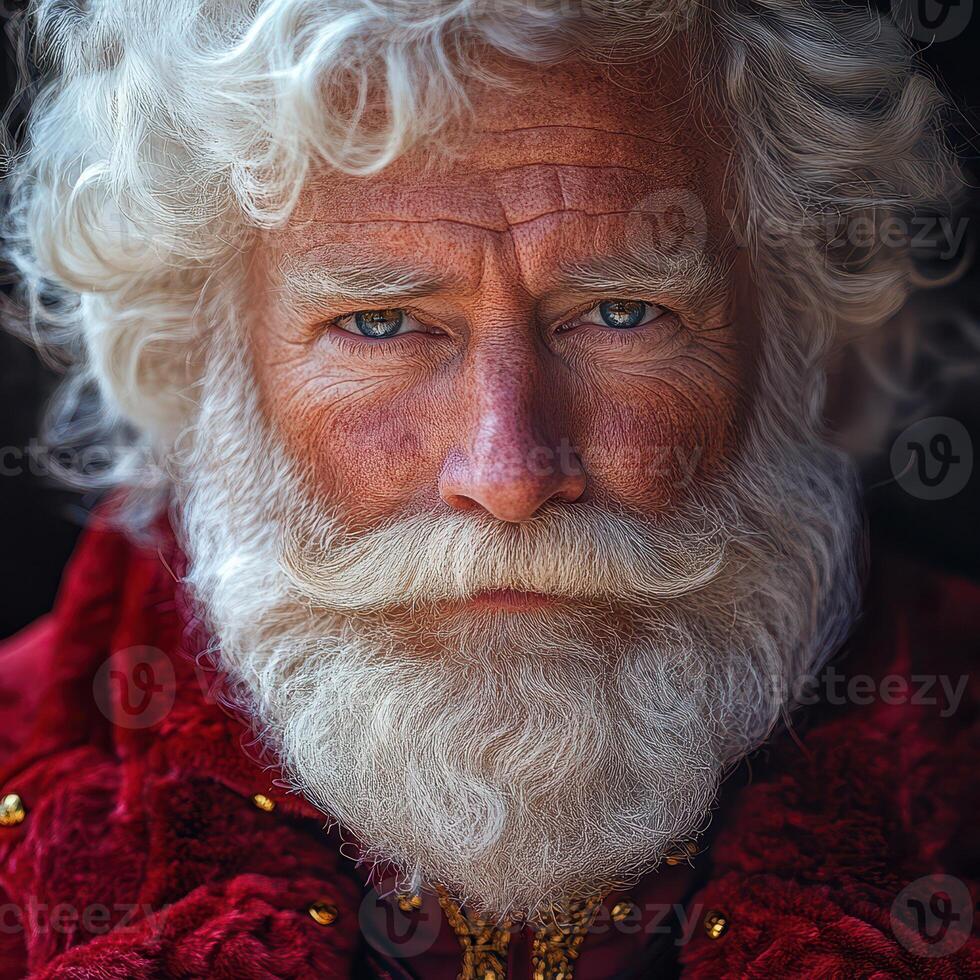 A close up of a man with a white beard and mustache photo