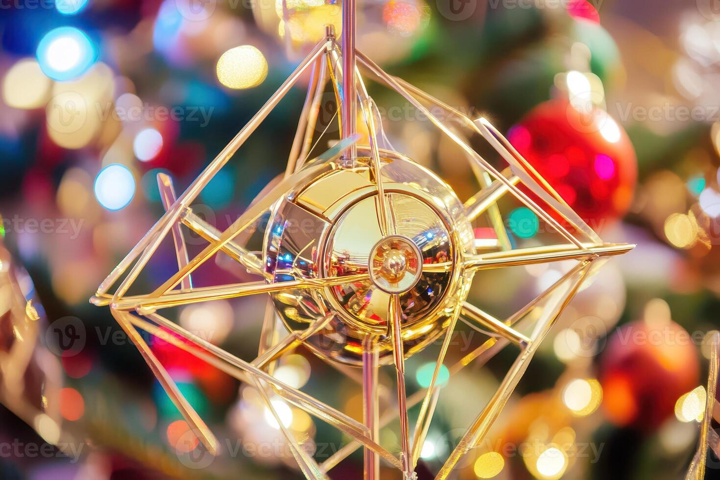A golden christmas ornament with a star on it photo