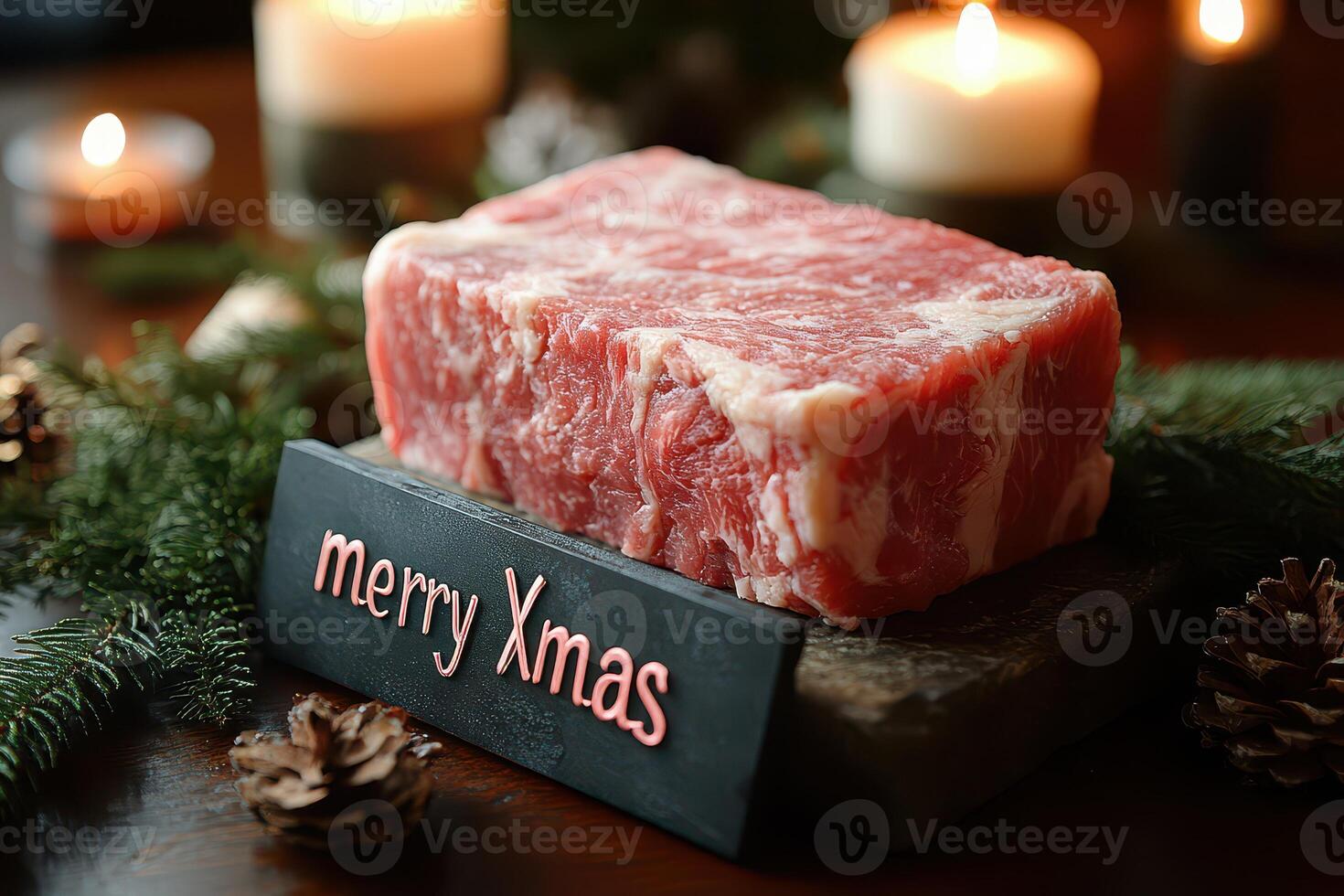 A piece of meat on a block photo