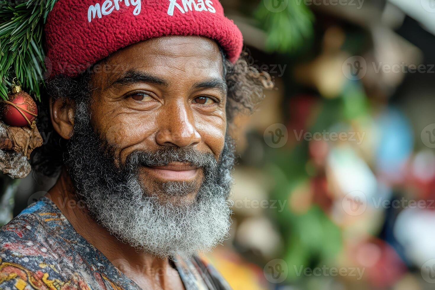 A man with a beard and a red hat photo