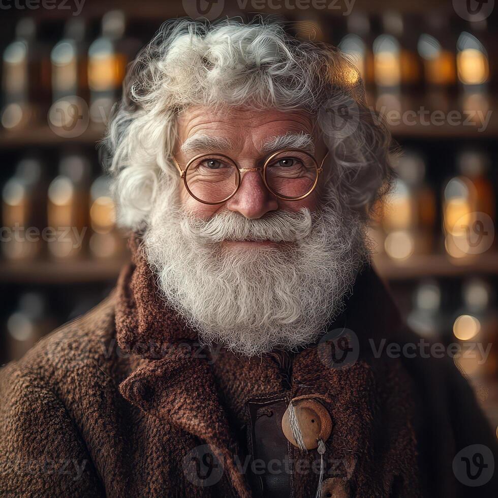 An old man with glasses and a beard photo